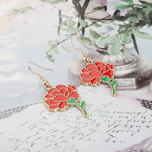 WSNANG Hadestown the Musical Inspired Gift Musical Lover Earrings Red Flower Jewelry Musical Theater Fans Gift3