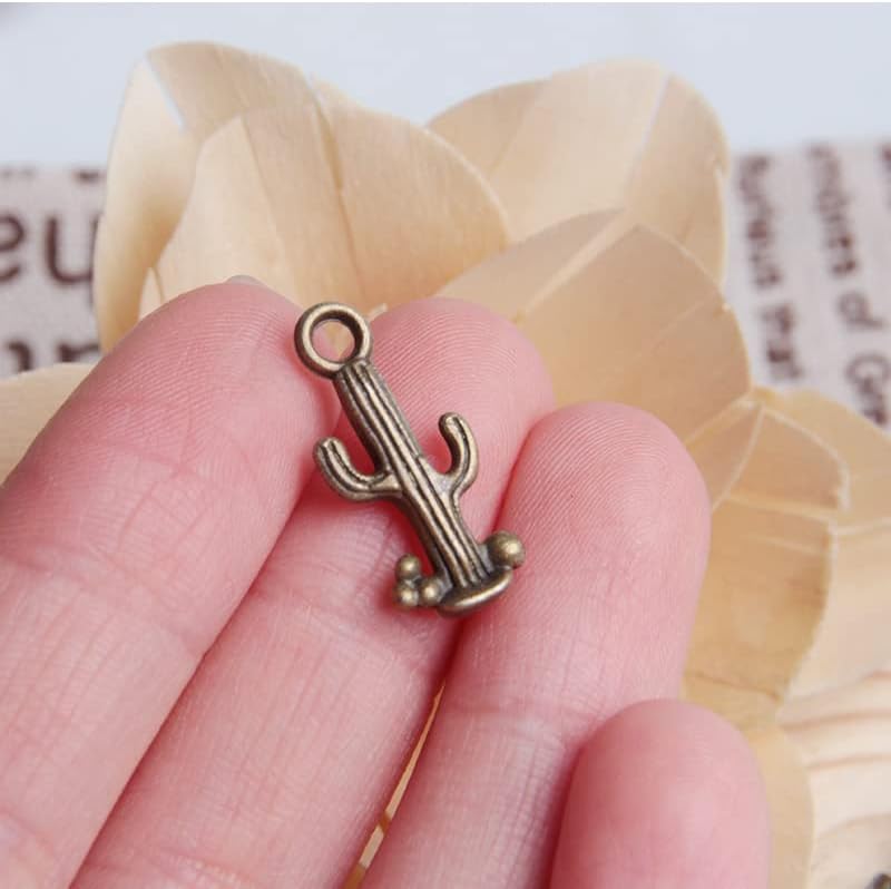 Ximimark 100 pcs 22x14mm Cactus Charms, Antique Tibetan Silver Tone 3D Cactus Charms pendant, DIY Findings, Jewelry Making - Image 5