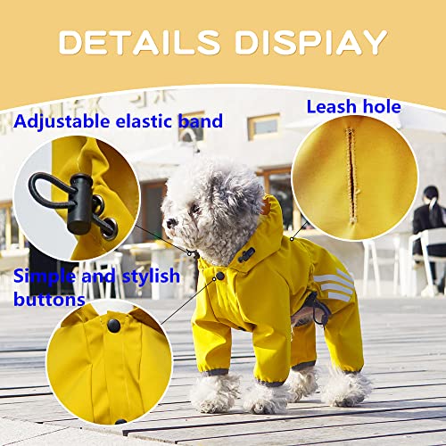 Ablepet Puppy Dog Raincoat Hooded Slicker Poncho With Reflective Strap/Leash Hole Windproof Jacket For Small Medium Dogs(M, Yellow) #TOP4