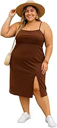 Vestido Feminino Midi Plus Size Alcinha Regulavel Com Fenda Frontal