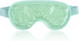 NEWGO Cooling Eye Mask Cold Eye Ice Pack for Puffy Eyes, Gel Eye Mask Cold Compress Eye Gel Mask with Plush Backing for Dry Eyes, Migraine, Headaches, Stress Relief (Green)