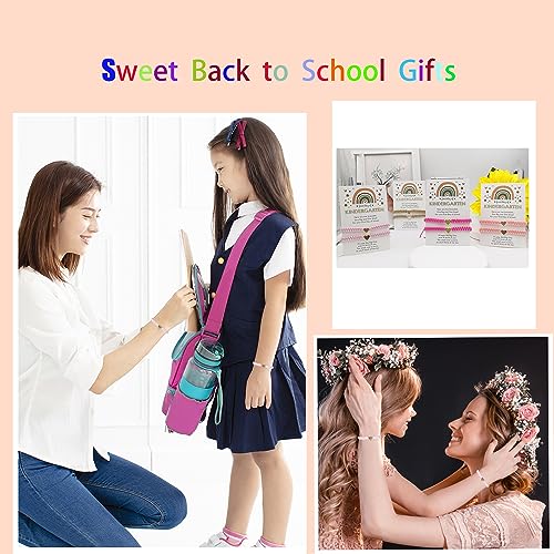 Image of First Day of Kindergarten Bracelets,First Day of School Bracelets for Mom and Daughter,Back to School Bracelet Pre-K Matching Heart Wish Adjustable Bracelet
