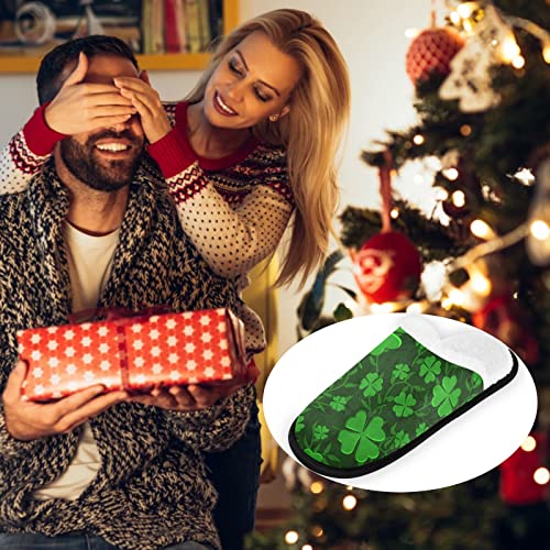 visesunny St Patricks Day Green Clover Weaving with Lianas Cozy Fuzzy Mens Womens Memory Foam House Slippers Plush Fleece Indoor Outdoor Slipper2