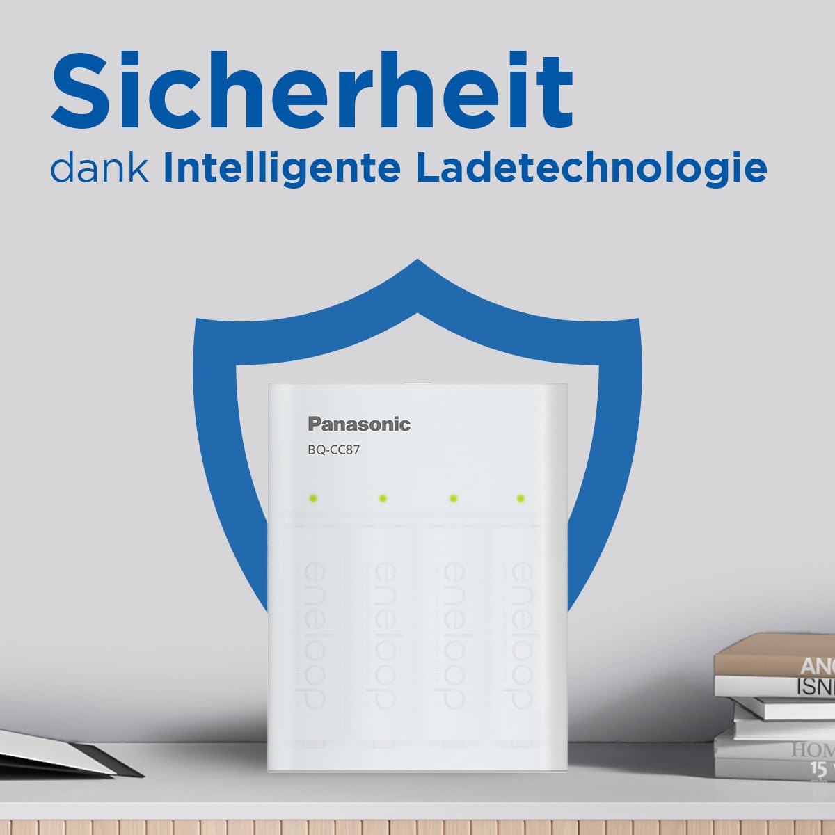 eneloop SmartPlus Travel USB-Ladegerät, für 1-4 AA/AAA NI-MH Akkus, 2.25 Stunden Ladezeit, 10 Sicherheitsfunktionen, inkl. 4 eneloop AA Akkus (2000 mAh)