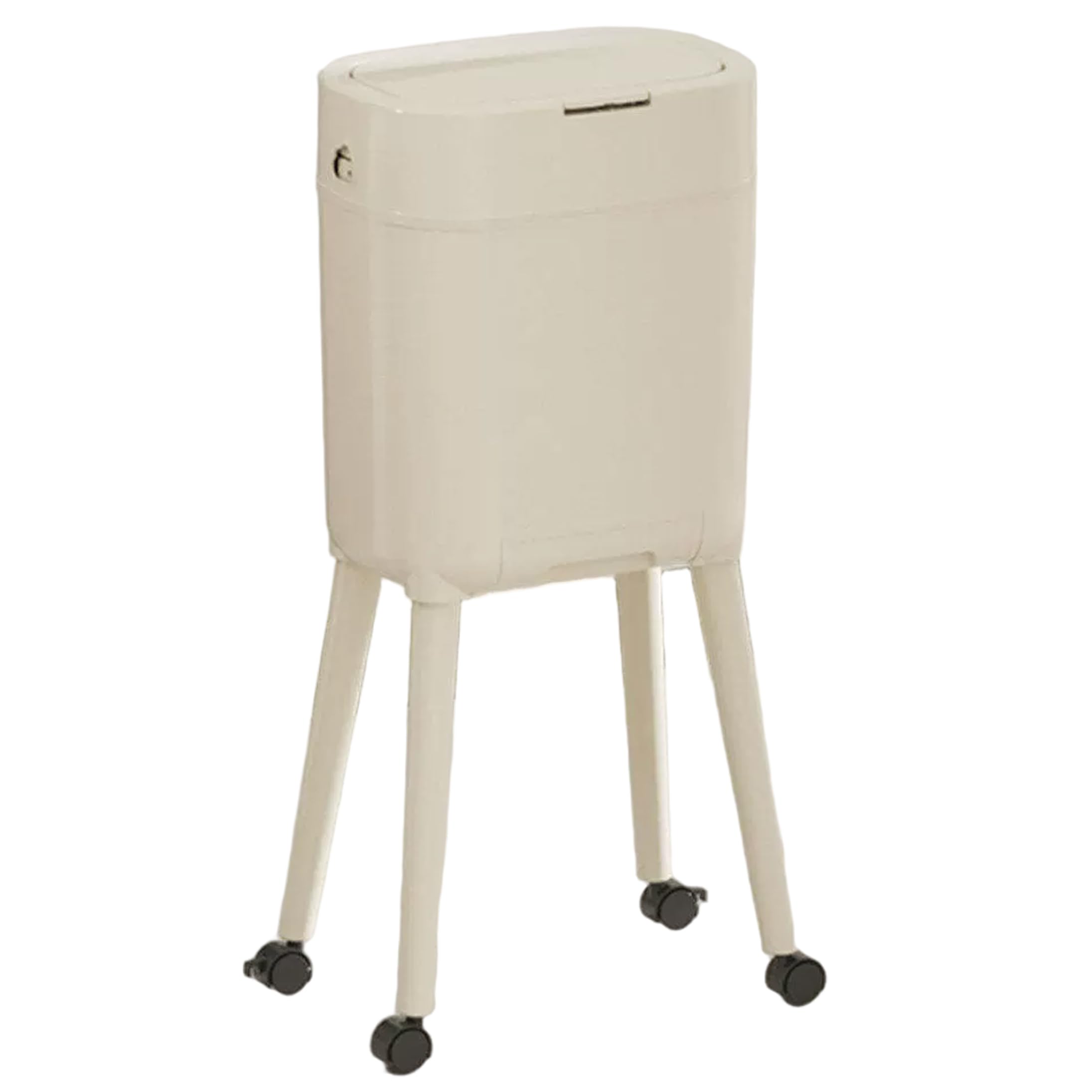 Sjfbebsy Kitchen Trash Can with Wheels, 16L Elevated Legs Rolling Trash Can with Lid & Removable Inner Bucket for Bathroom Home office, White - Garbage with Lid