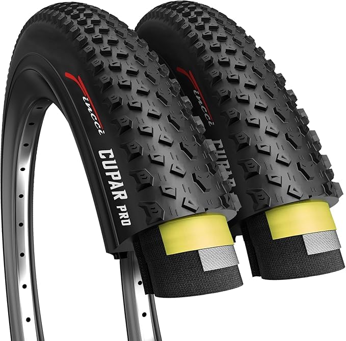 Fincci Foldable 26x2.10 Mountain Bike Tires - 26 Inch Bike Tires with 1mm Nylon Puncture Proof - Black Kevlar 26 Bike Tire 60 TPI with Cross Country Profile for MTB, XC, Folding,Hybrid Bicycles