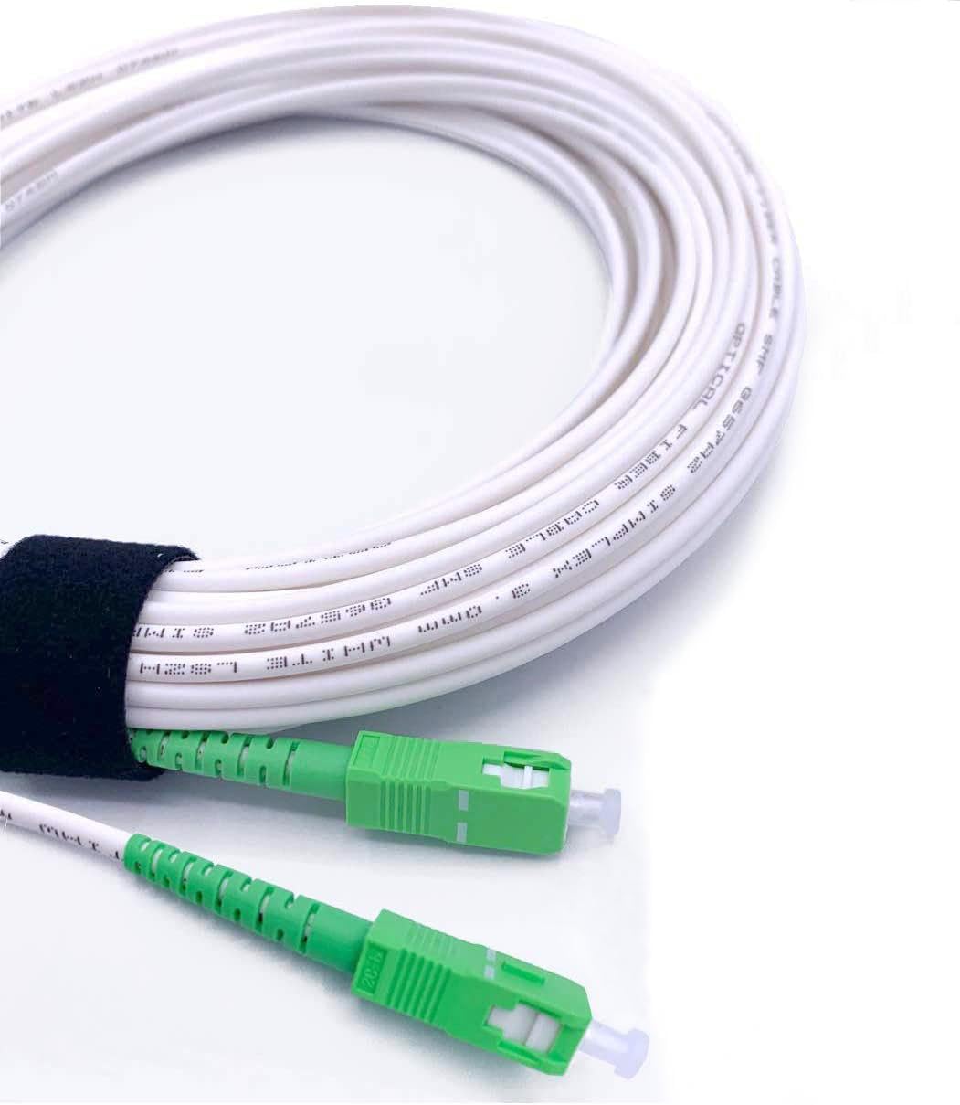 Elfcam - 40m Cavo Fibra Ottica SC/APC per SC/APC Simplex Monomodale 9/125μm LSZH, Compatibile con Fibra FTTH, Bianco,(40M)