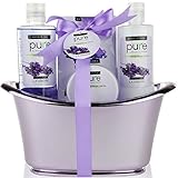 Pure by Rachelle Parker Lavender Essential Oil Spa Basket! Redefine Luxury with The Ultimate Lavender Spa Gift Basket. Voted #1 Bubble Bath Set for Bath & Body Gift Set!