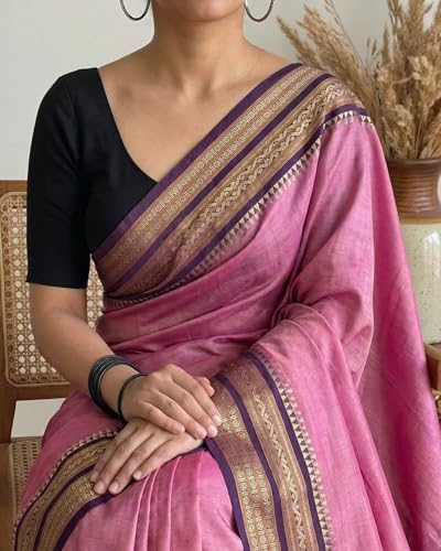 Image of DEVIKA TEXTILES Narayanpet Cotton Handloom Saree, Traditional Indian Ethnic Wear