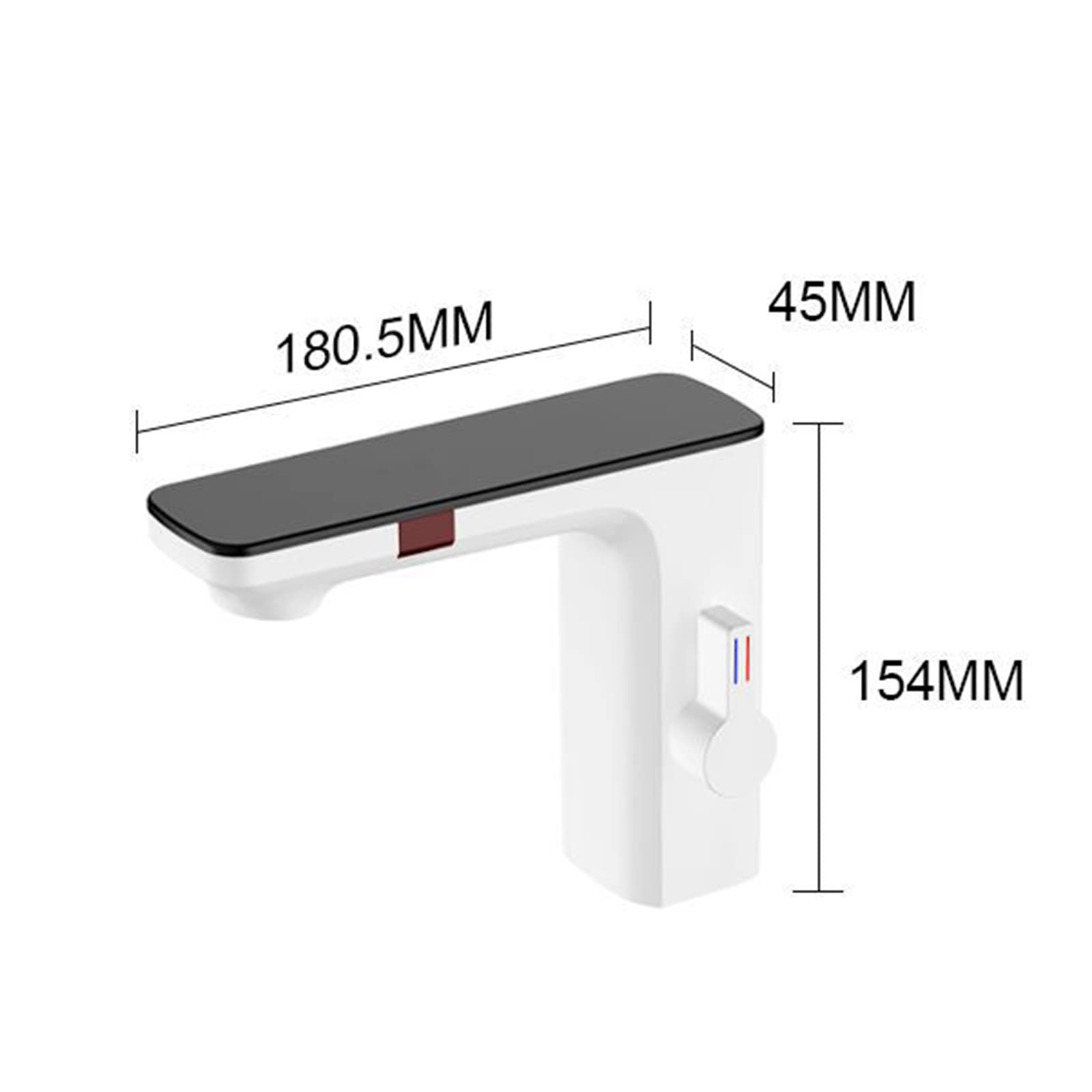 Grifo automático con sensor infrarrojo para lavabo de baño, grifo de lavabo sin contacto, acabado blanco, diseño higiénico y de ahorro de agua, ideal para uso doméstico y comercial (blanco)