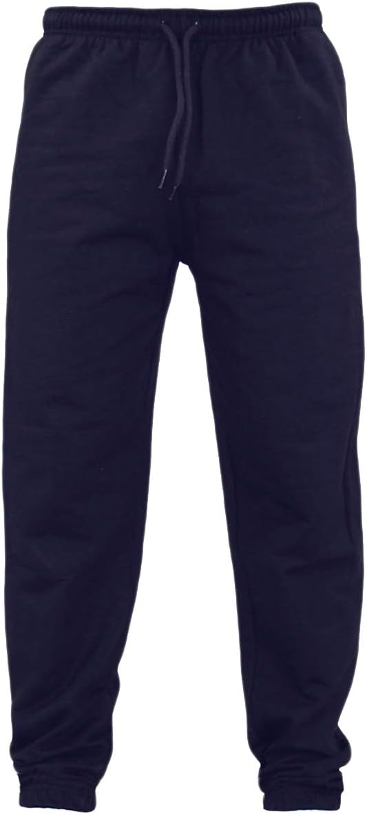 Men's Fleece Joggers Track Cuffed Bottoms Plain Trouser Sweat Jogging Pant