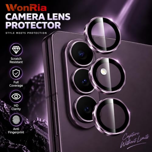 Image of WonRia Pack 3 - Purple Camera Lens Protector Ring Compatible with Samsung Galaxy Z Fold 8 Ultra 5G | Camera Glass Aluminum Alloy Rings | Ultra-HD Metal Frame