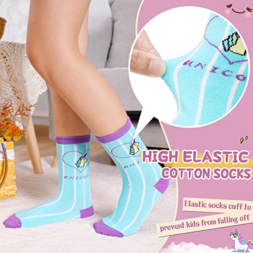 Girls Socks Unicorn Kids Crew Funny Cotton Cute Animal Novelty Cartoon Pattern Fashion Crazy Socks 6 Pairs3