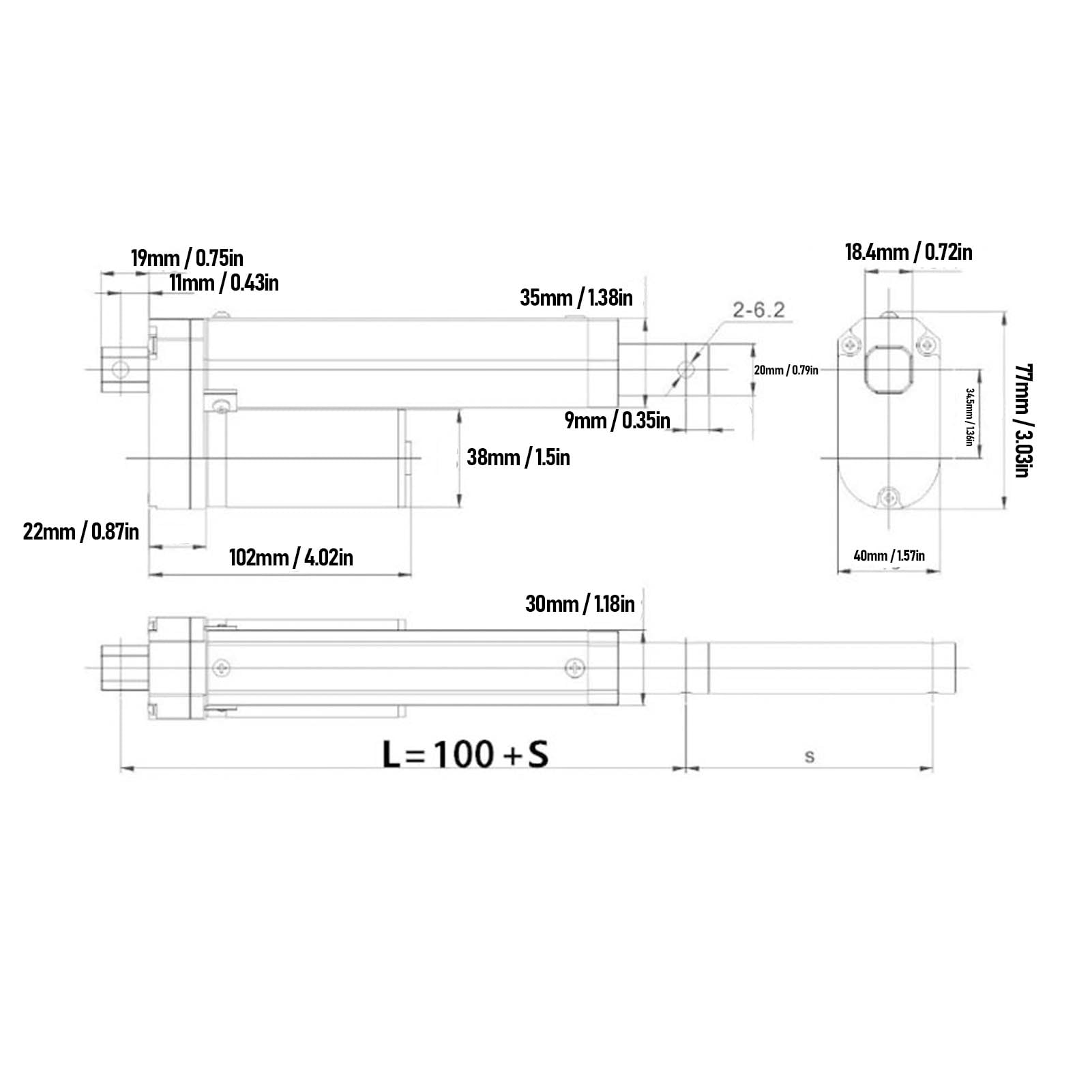 Fockety Siłownik Liniowy 12 V, Skok 50 Mm Siła 750 N Siłownik Liniowy o Dużej Prędkości 10 Mm/s, Wodoodporne Siłowniki Elektryczne o Stopniu Ochrony do Szaf i Automatyki Domowej