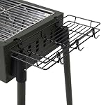 Cuisiland 35-Inch Portable Charcoal BBQ Grill | Foldable, Detachable Legs, Air Ventilation, Side Shelves, For Camping, Backyard, Patio & Picnic