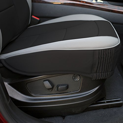 Image of FH Group Car Seat Cover for Back Seat Gray Black Faux Leather - Universal Fit, Rear Seat Covers for Cars with Rear Split Bench, Car Seat Cushions, Car Interior Accessories for SUV, Sedan, Van