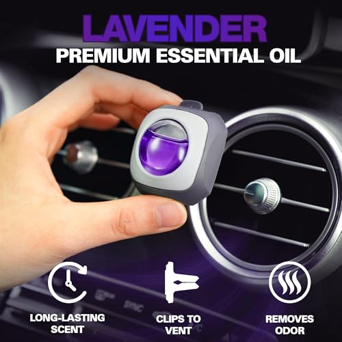 Image of Air Jungles Lavender Scent Car Air Freshener Vent Clips 6 Ct, Long Lasting | Last Up to 180 days, Natural Essential Oil, Car Fragrance Accessories for Women and Men, Odor Eliminator, 4 mL Each