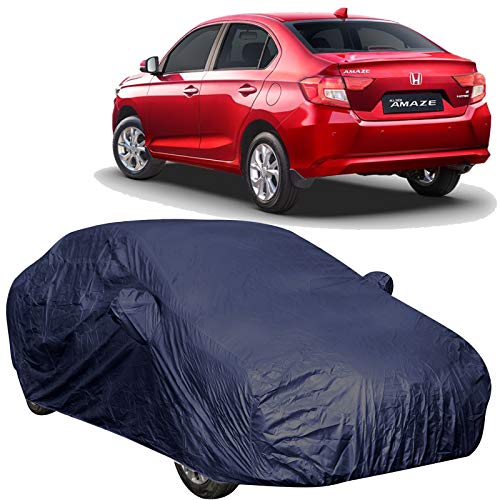Image of 190 Taffeta Water Resistant Car Body Cover Compatible with Honda Amaze (2018 /2019) with Mirror Pockets (Navy Blue)