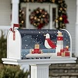 Coperture magnetiche per cassette postali con gabbiano costiero, regalo natalizio con faro per le festività natalizie, copertura per cassetta postale per esterni, decorazione da cortile, 45,7 x 53,3