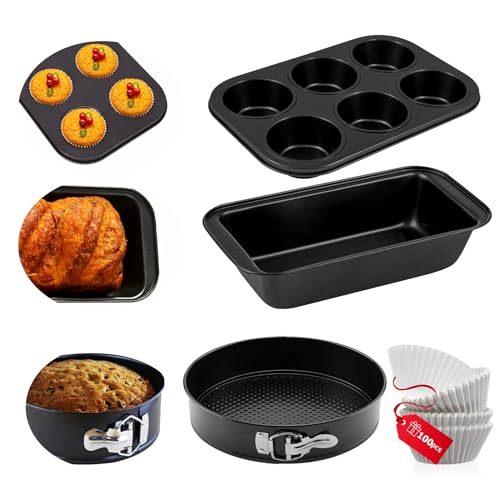 Casa Azul 4pcs Non-Stick Bakeware Cake Tin Set | Muffin Tray, Bread Mould & Round Cake Tins for Baking with 100 linear, BPA Free Carbon Steel Baking Pan Microwave & OTG Oven Safe Cake Mould for Baking Casa Azul 4pcs Non-Stick Bakeware Cake Tin Set | Muffin Tray, Bread Mould & Round Cake Tins for Baking with 100 linear, BPA Free Carbon Steel Baking Pan Microwave & OTG Oven Safe Cake Mould for Baking
