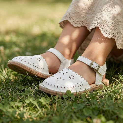Image of THEE BRON Toddler Floral Cutout Closed Toe Sandals for Girls Breathable Summer Shoes