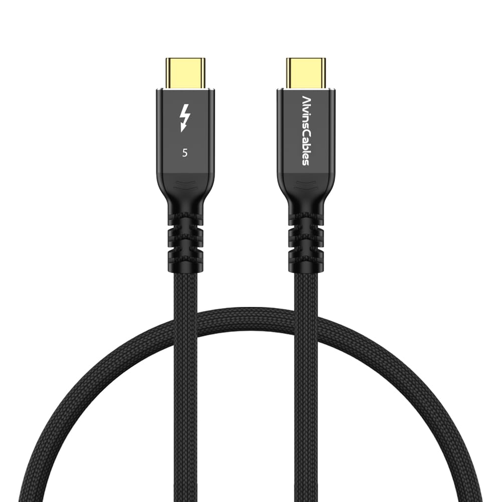 Alvin's Cables Câble Thunderbolt 5, 1ft USB-C vers USB-C Cable 120 Gbps 240W PD Fast Charging 16K Affichage, compatible avec Thunderbolt 4/3, USB4, pour MacBook, Egpu, Dock, Intel certifié