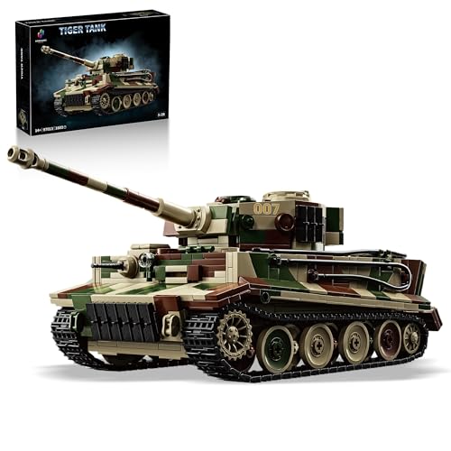 honchoes WW2 Tiger Tank 007 Building Sets, Army Military Vehicles Model Kits World War II Collectible for Adults Boys 14+ 1603Pcs