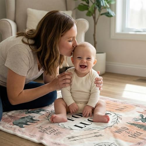 Image of Personalized Baby Blanket- Printed in USA-Custom Baby Blanket with Name for Girls and Boys, Super Soft Plush Fleece, Personalized Christmas Baby Gifts