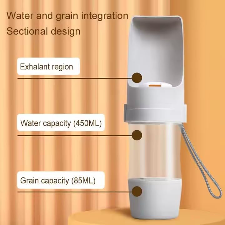 Miniatura 4 de Botella de agua portátil para perros, agua de viaje con recipiente para alimentos, a prueba de fugas y botella de agua ligera para perros, artículos