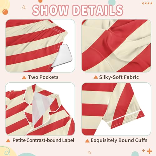 Fashion Striped Satin Pajamas Button Down Silk Sleepwear Loungewear Summer 2 Piece Set3