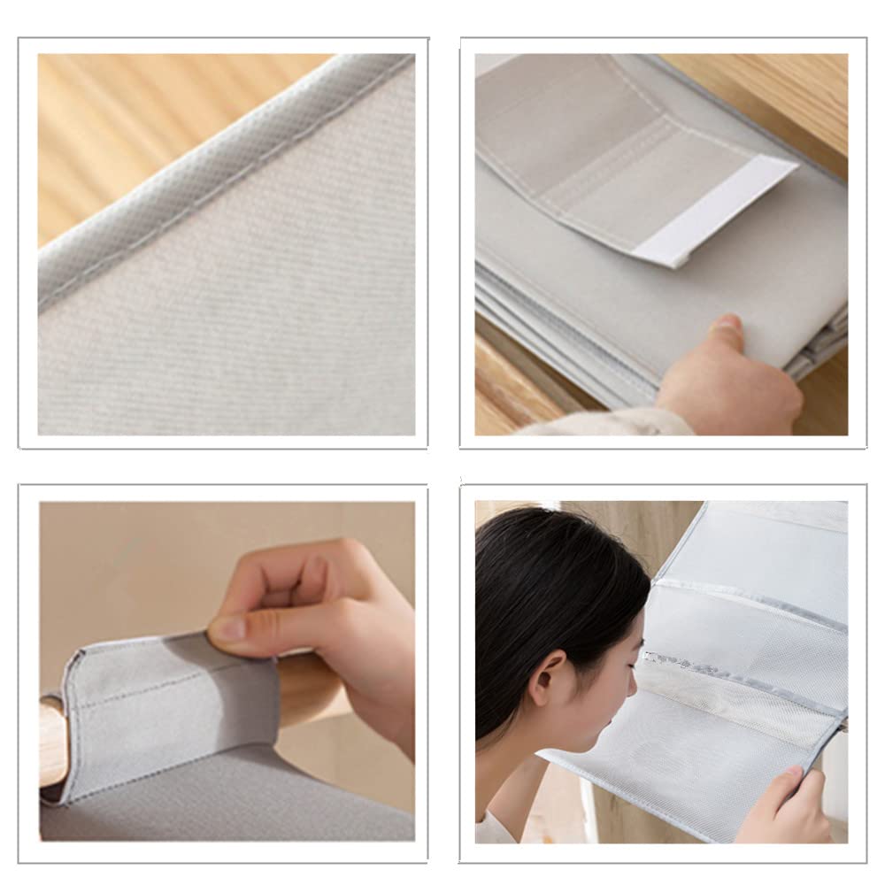Organizer da Appendere per Armadio,Grigio Organizzatore Armadio Interno, Pieghevole Portattuto da Appendere con 4 Scomparti, con 12 Tasche Laterali a Rete, Organizzatore Armadio da (80 x 30 x 22 cm)