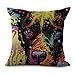 ACYKM Funda Cojine Funda Almohada Funda de cojín con Estampado de Animales geométricos Fundas de Almohada Decorativas de Perro de Dibujos Animados Cuadrados de algodón y Lino Funda de cojín para sofá