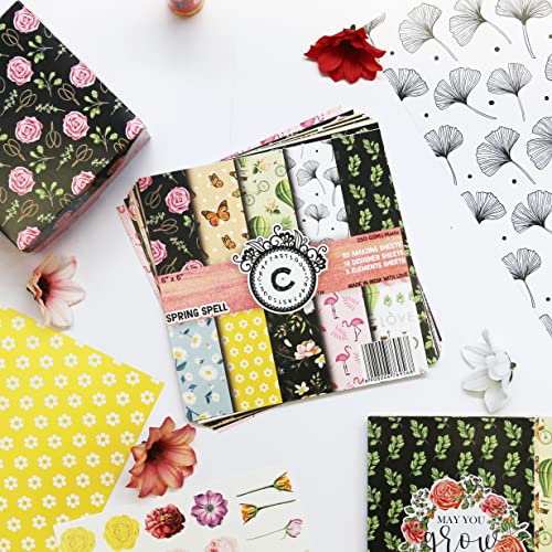 Craftastique Spring Spell Scrapbooking Paper Pack (20 Sheets, 250 GSM, 6x6), Multicolor