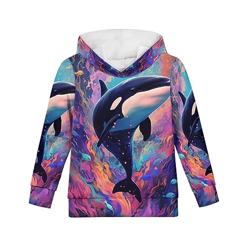PinUp Angel Cute Orca Print Boys And Girls Hoodie Animal Graphic Hoodies Games Sports Tops Children Gift Youth Kids Cartoon Novelty Hooded