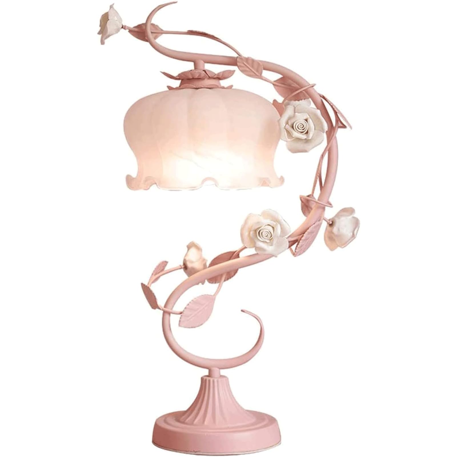 SGKOMN Desk Lighting Exquisite Table Lamp Desk Lamp Creative Ceramic Bedside Lamp Wrought Iron Dimmer Switch Nightstand Lamp Eye Protection Work Lamp-Pink-19 * 52cm