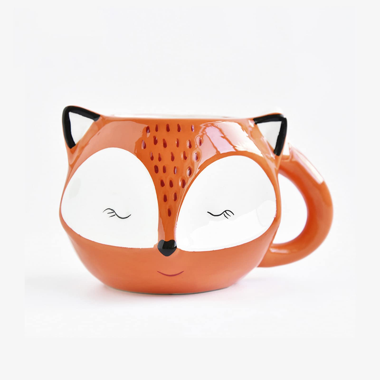 550ML 3D Animal Shaped Ceramic Mug with Handle Coffee Tea Cup Drinking Gift Mug (Fox)