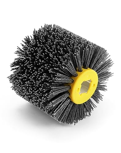 QWORK Nylon Wheel Brush 80Grit, Abrasive Nylon Drawing Wheel, Polish Grinder Brush, Burnishing Polishing Brush, 120X100X19mm