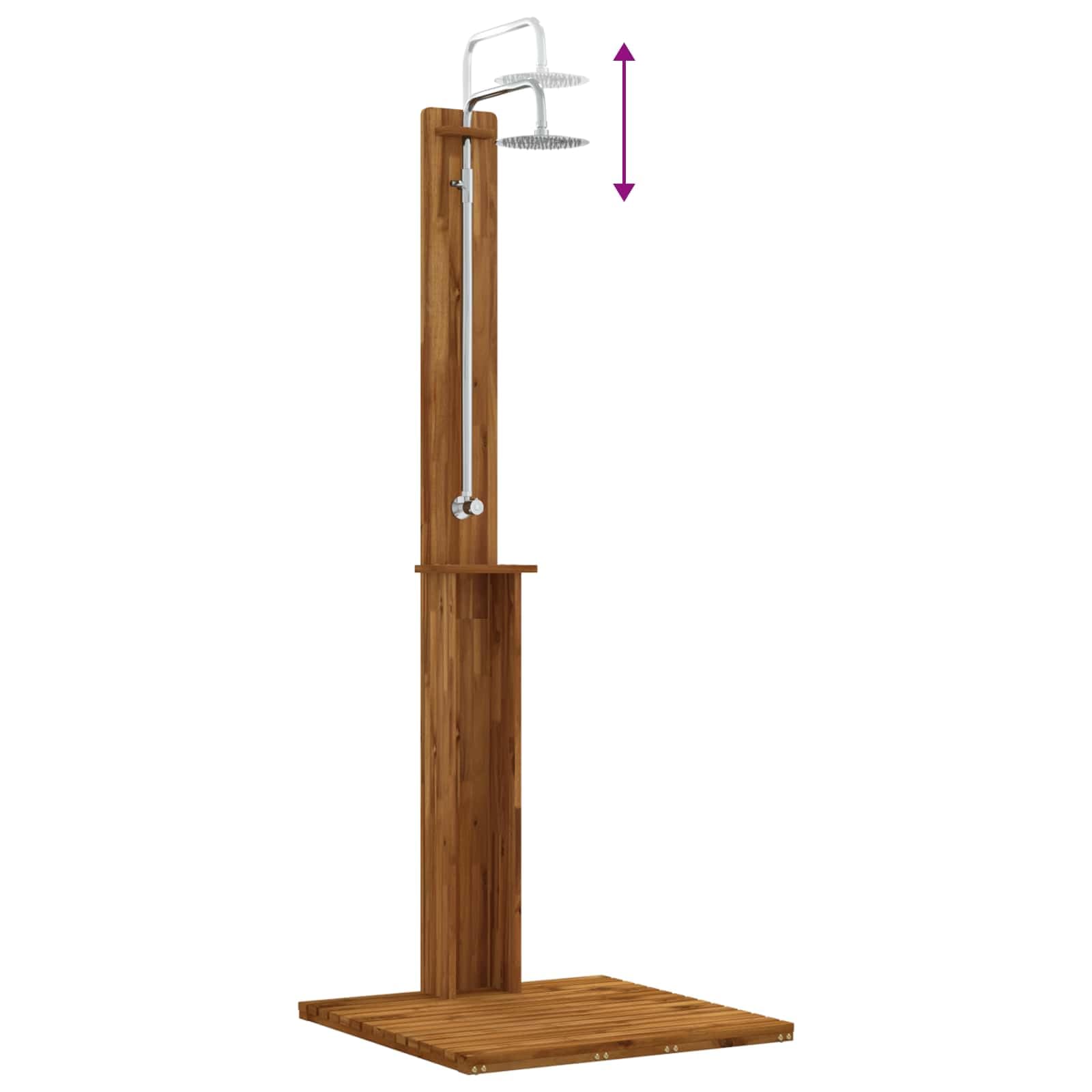 vidaXL Gartendusche 217 cm Massives Akazienholz und Edelstahl Natur