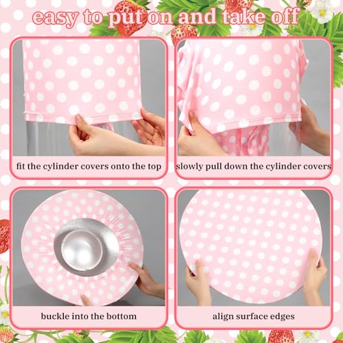 SmoothNovelty 3個 ストロベリーシリンダー台座スタンドカバー スパンデックス台座 ストロベリーテーマシリンダースタンドカバー 誕生日パーティー 結婚式 シャワー小道具の装飾用 [3]