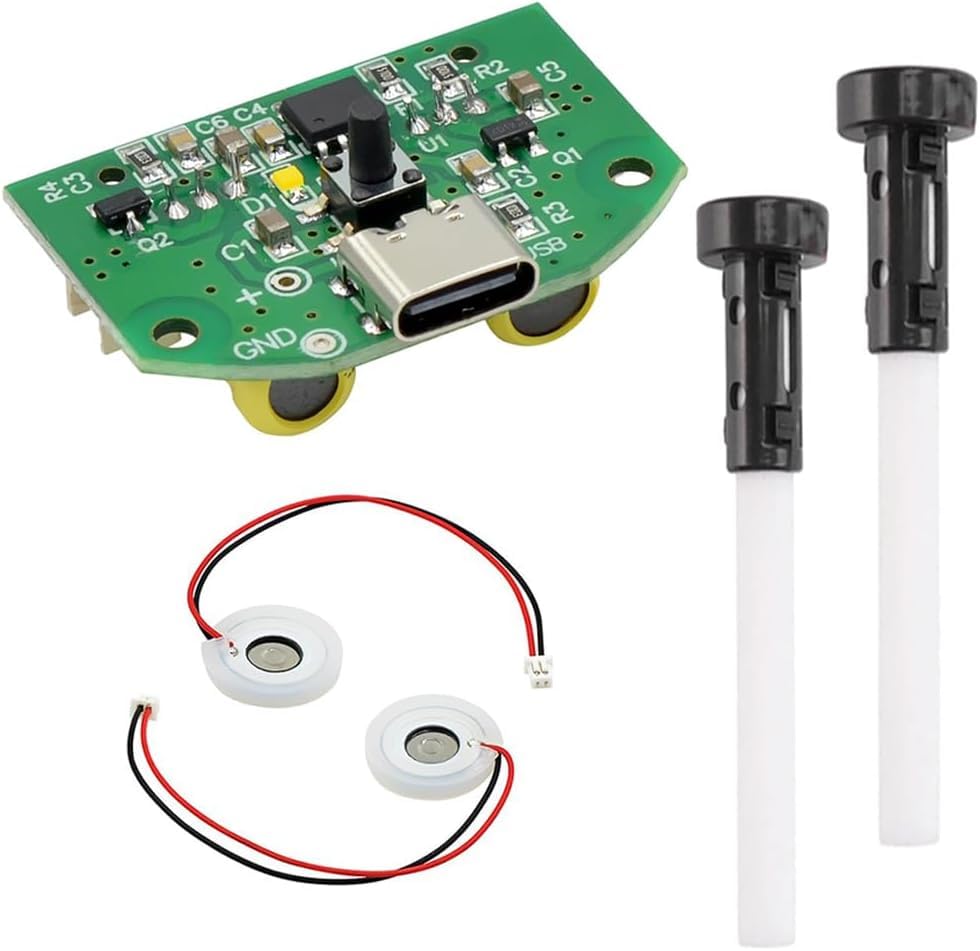 RANVIRKAR® DIY Dual Sensor Ultrasonic Humidifier Kit | USB Type-C Module with 2 Mist Generators & Cotton Wicks | Mini Air Diffuser Maker for Aroma, Plants, Home, Car, Hydroponics Projects