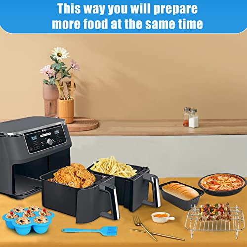 Ranchitel Air Fryer Accessories 12Pcs Set For Dual Basket, Nonstick Accessory With Cake Pan, Pizza Multi-Layer Rack, Skewer Liner, Egg Bite Mold, Beater Whisk And Other Kitchen Gadgets, Black (Zg-02) #TOP6