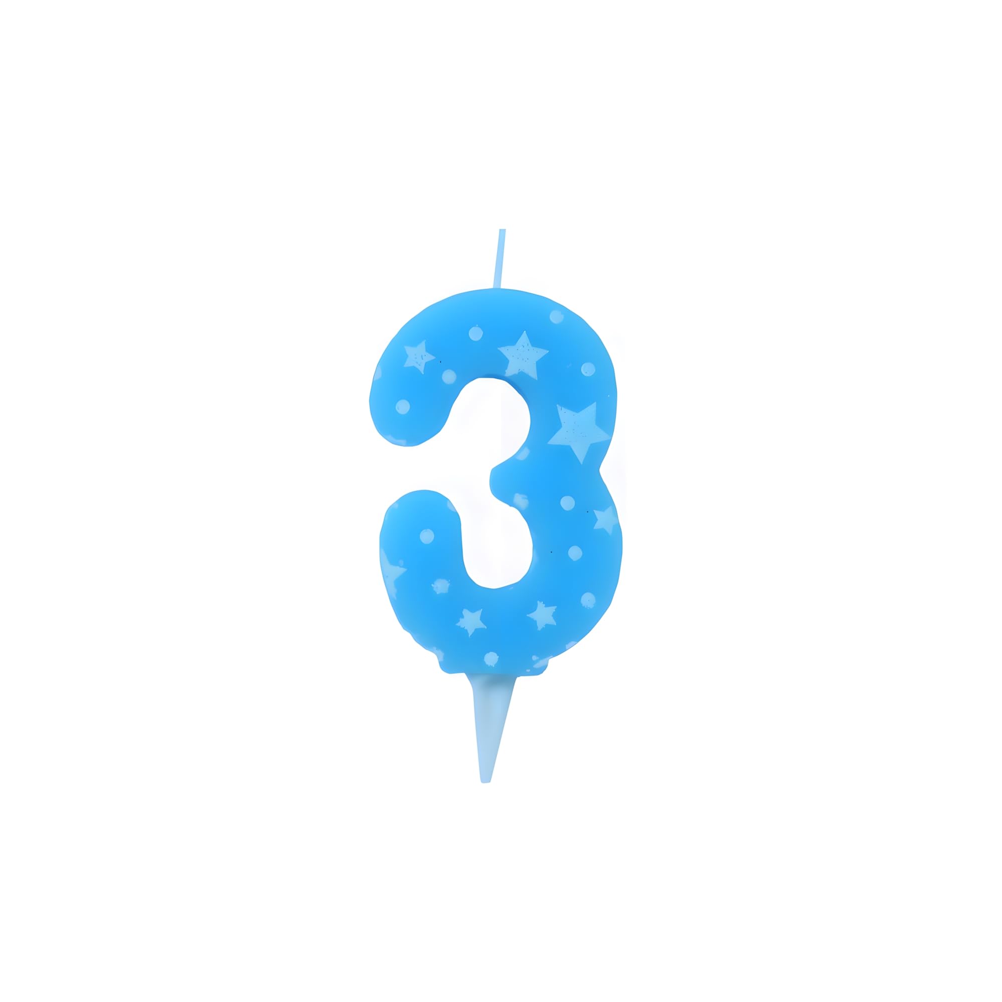 Juzfun Birthday Candles Number 3 for Cake Decoration Topper Third Anniversary Party Celebration Star Blue Colour Size : 4.3 x 6.3 CM