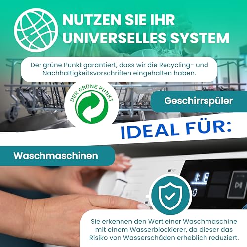 ELECTROHOGAR Aquastop Schlauch Waschmaschine und Geschirrspüler 3M | Waschmaschinenschlauch Verlangerung | PVC Material | VDE Zertifizierung VDE Geprüfte Produkte | 3/4 Zoll Anschluss