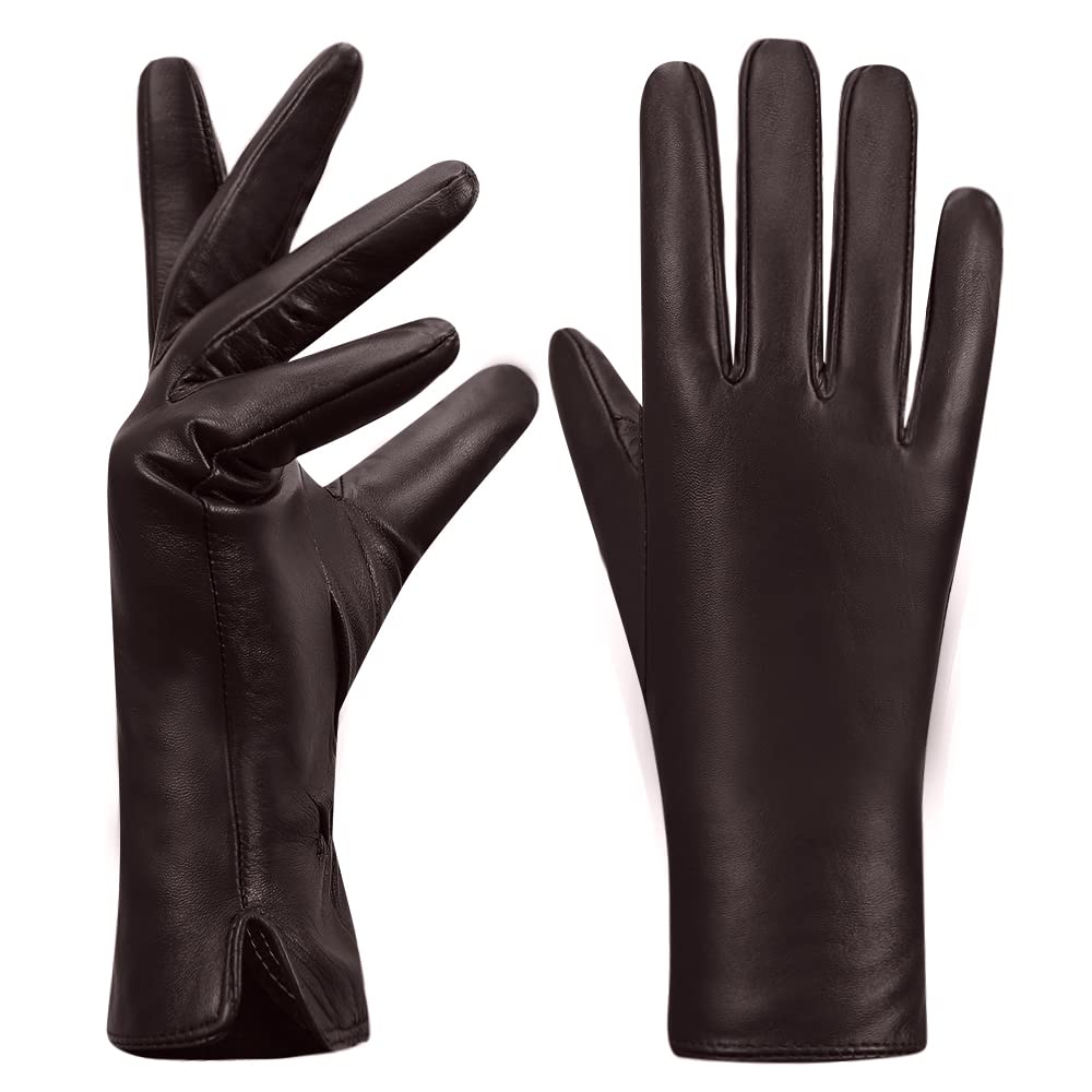 MGGMOKAY Guanti invernali in pelle per donna Guanti da guida in pelle di pecora con touch screen foderati in cashmere caldo