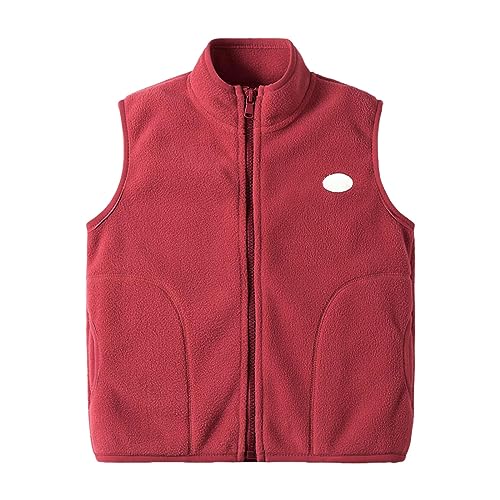 Kids Unisex Fleece Vest Toddler Boys Girls Fall Winter Zip Up Waistcoat Stand Collar Comfy Soft Plain Outwear Jacket
