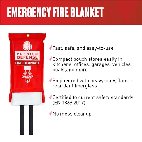 Image of Premium Defense Fire Blanket, Emergency Fire Blanket, Fire Extinguisher, Flame Suppression, Fiberglass