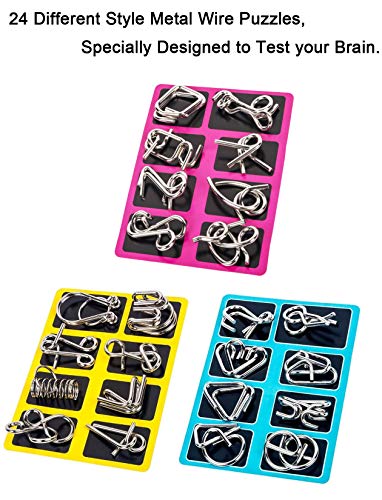 AiYoYo 24 Stück Knobelspiel für Erwachsene und Kinder Geduldspiele IQ Spiele Puzzle 3D Brainteaser Metall Puzzle mitgebsel Jungen Mädchen Spielzeug Geschenk für Weihnachten Ostern Geburtstag