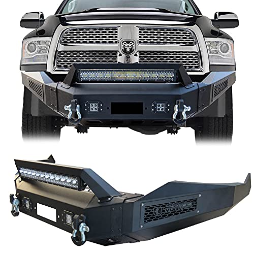 Vijay Front Bumper Black Textured with Winch Plate & 4 x 18W and 1 x 144W Led Lights for 13-18 Dodge RAM 1500(Exclude Rebel)