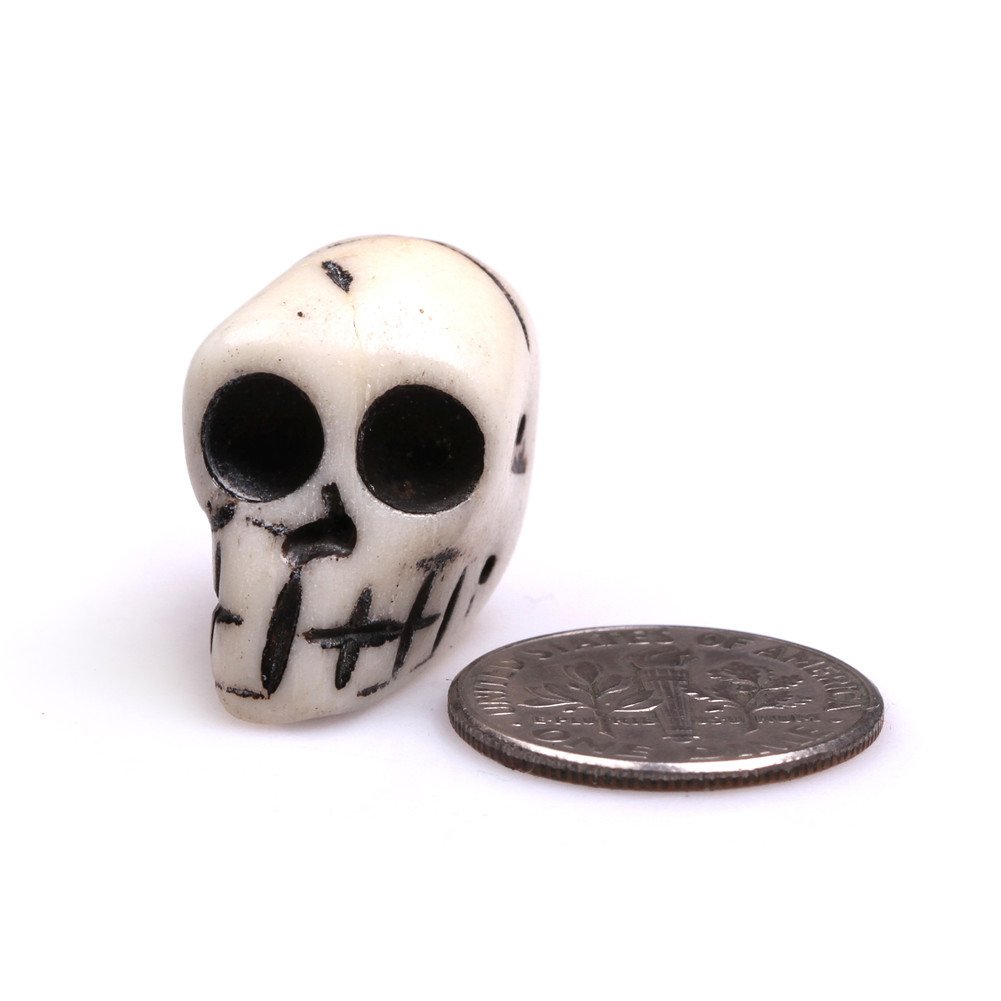 19x22mm Ivory-White White Carved Bone Skull Beads for Jewellery Making Bulk 5 pcs