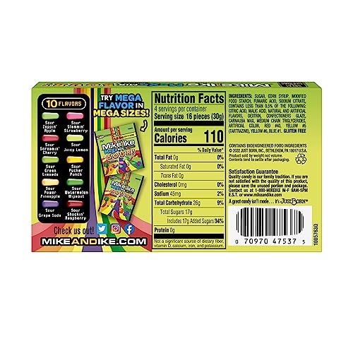 Image of Mike and Ike Candy, Mega Mix Sour, 4.25oz Theater Box, Pack of 24